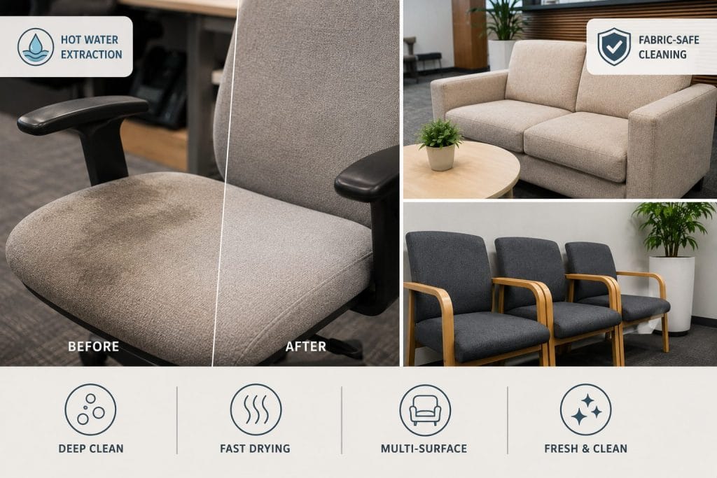 commercial upholstery cleaning for office chairs and reception furniture